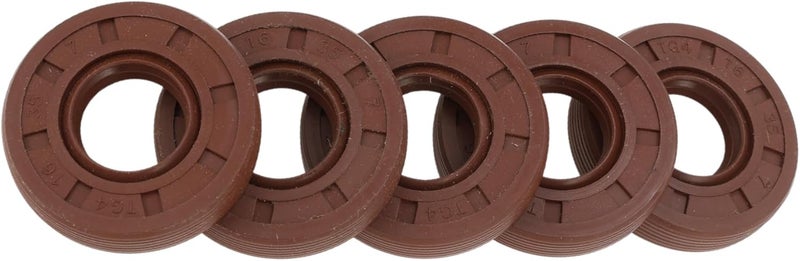 Partuto Universal Oil Seal TG4 Lip Seal Ring Rotary Shaft Seal 16x35x7mm High Pressure FKM Rubber Brown 5 Pcs - Image 1